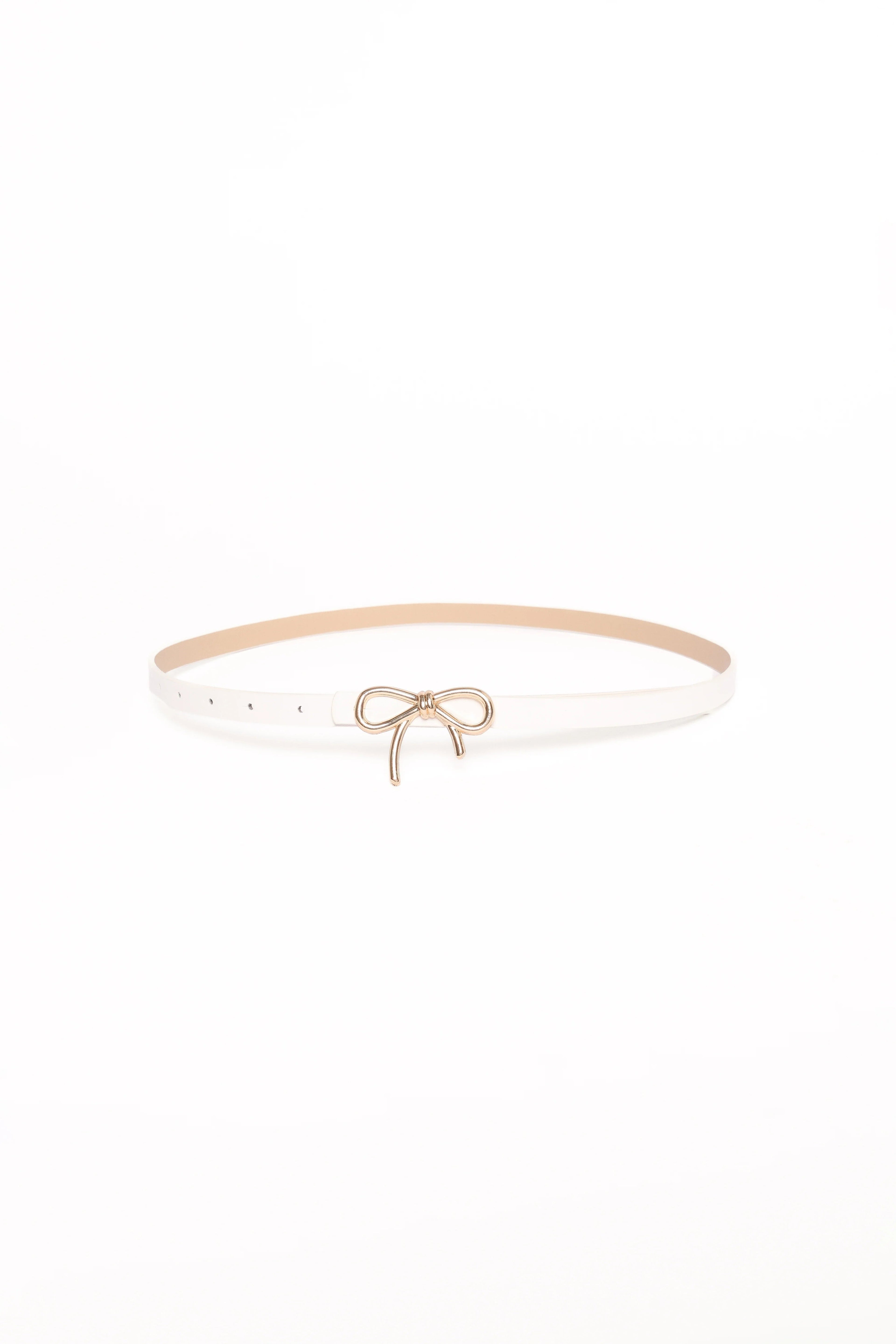 Faux Leather Bow-Buckle Belt