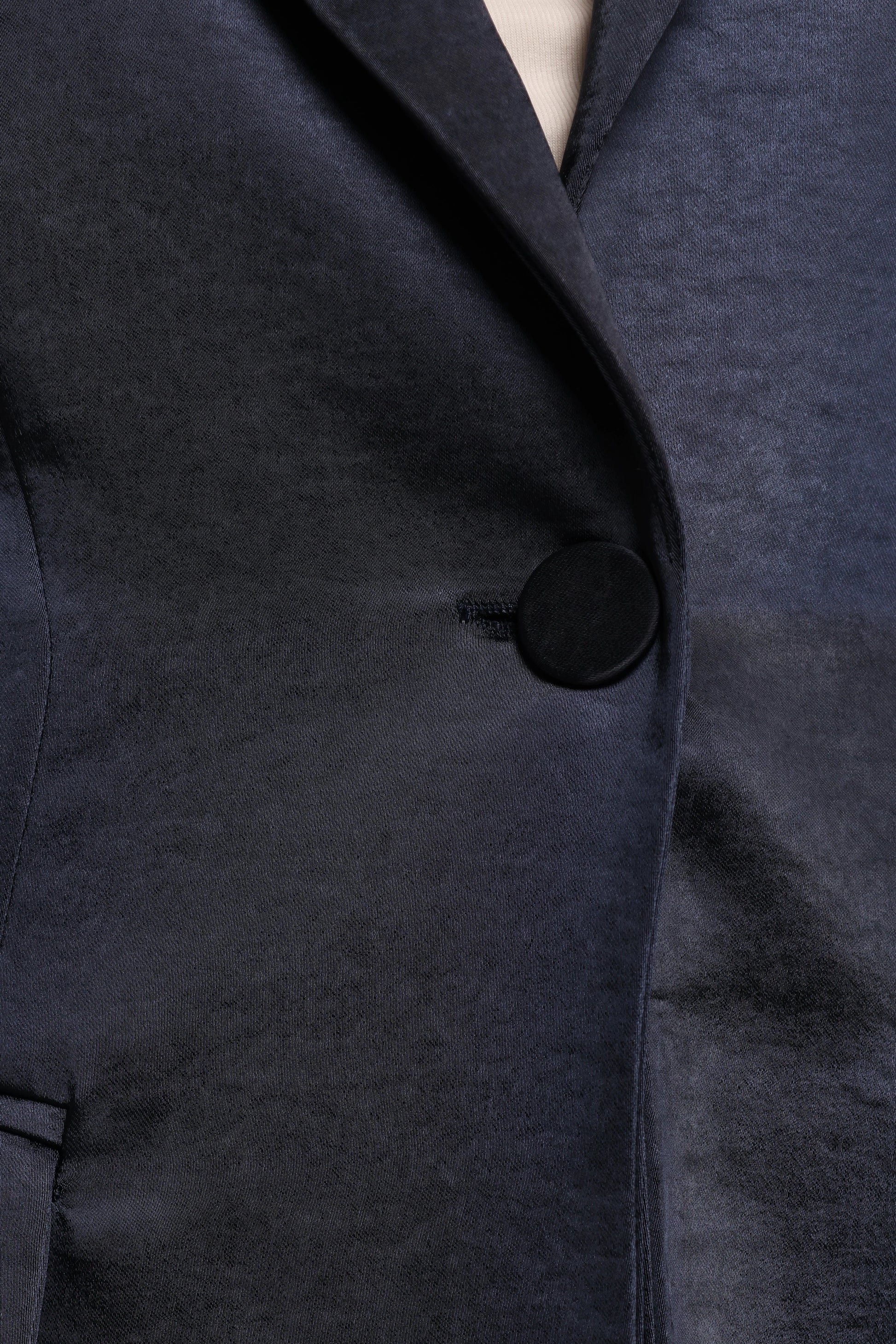 Single-Button Matte Satin Blazer