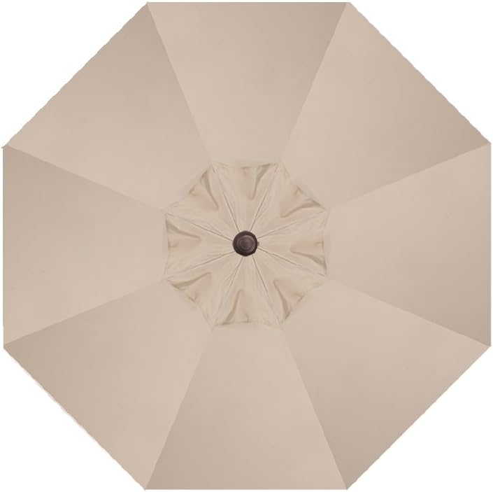 Luxurious automatic tilting octagonal market umbrella, 9 feet long - outdoor terrace, veranda, pool, backyard standalone umbrella - ultra-high strength, equipped with bronze frame and Obrazia 2 fabric (khaki color)