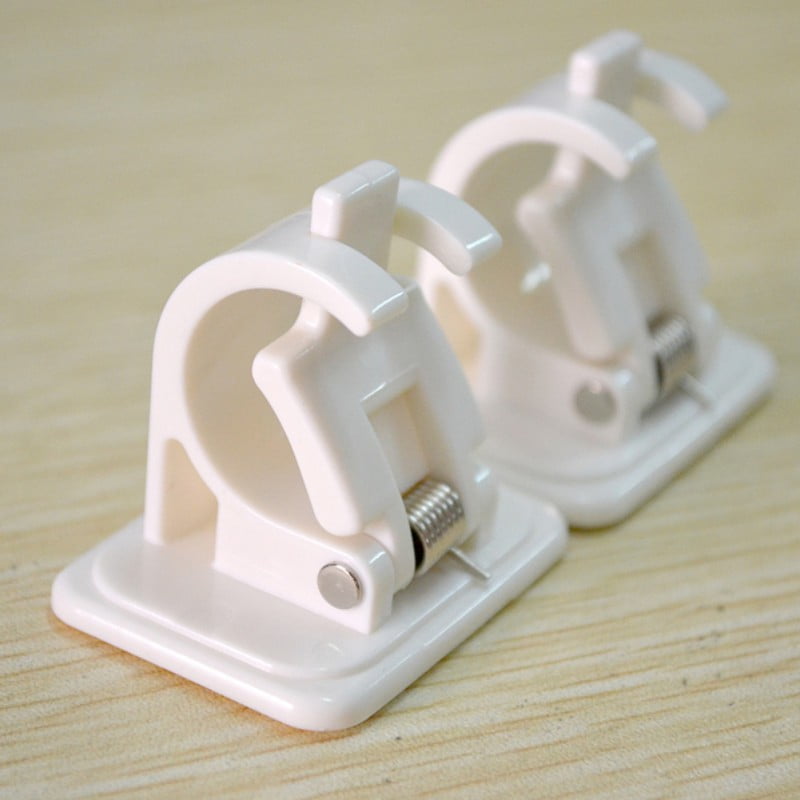 2 Pcs Hanging Rod End Hanging Clips Adhesive Wall Hanging Curtain Hanging Rod Clip Hook Suction