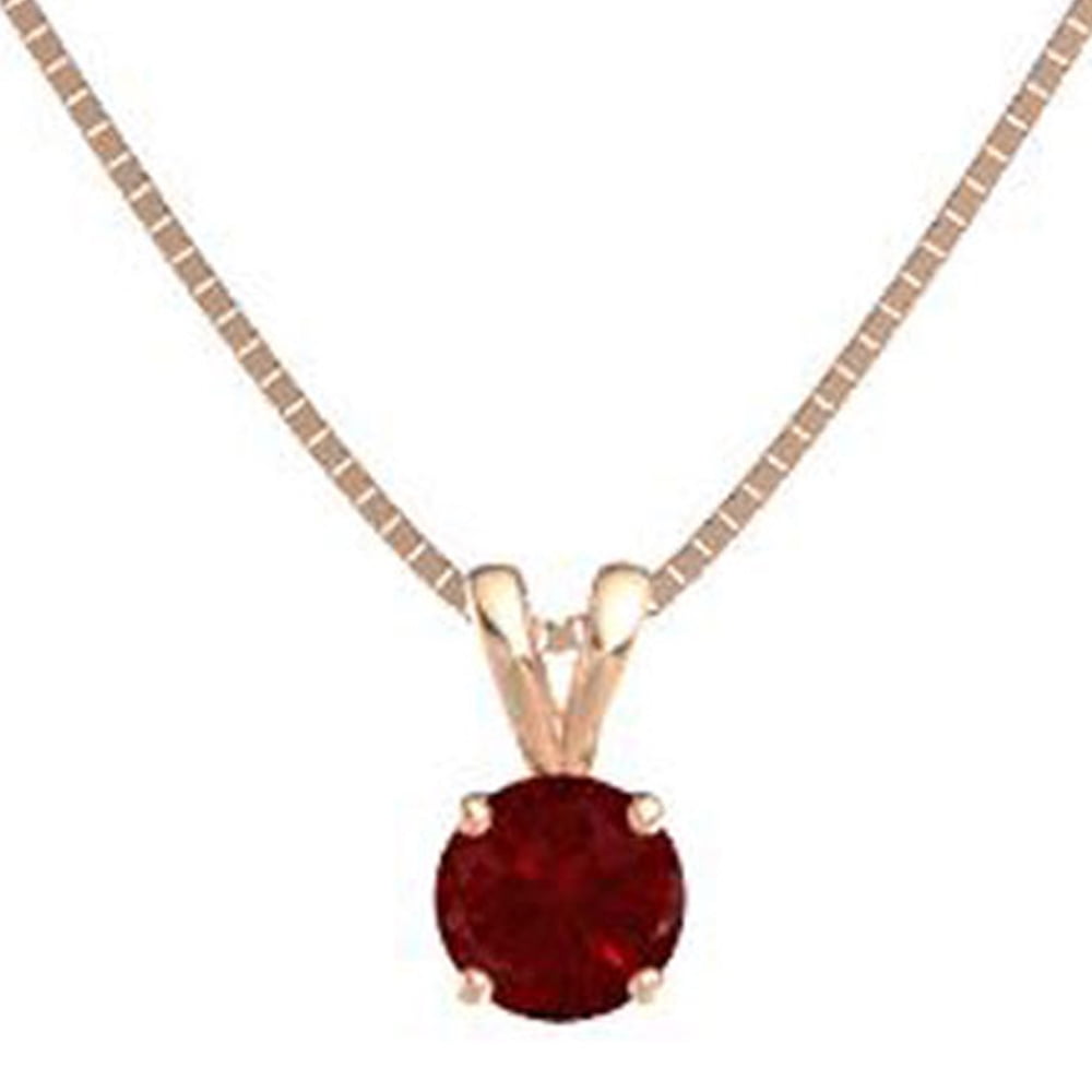18K Rose Gold 4ct Ruby Round 18 Inch Necklace and Earrings Set Plated By PJ Jewelry