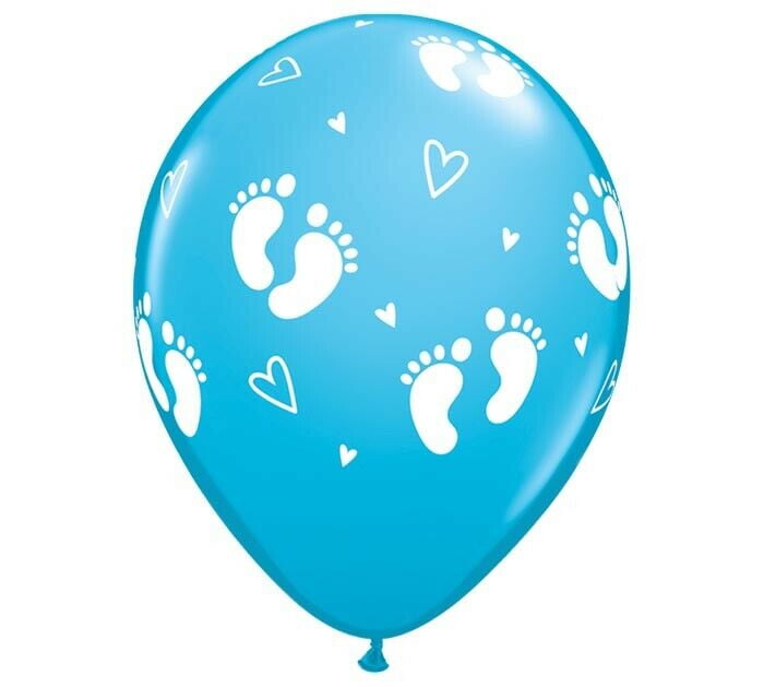 12 FOOTPRINTS Foot Feet BOY Blue Gender Reveal Baby Shower Party Latex Balloons