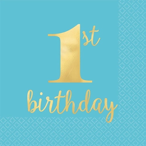1st Birthday ‘Blue and Gold’ Premium Lunch Napkins (16ct)