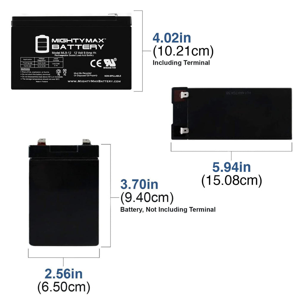 12V 9Ah SLA Replacement Battery for Monster Rockin Roller 4 Speaker