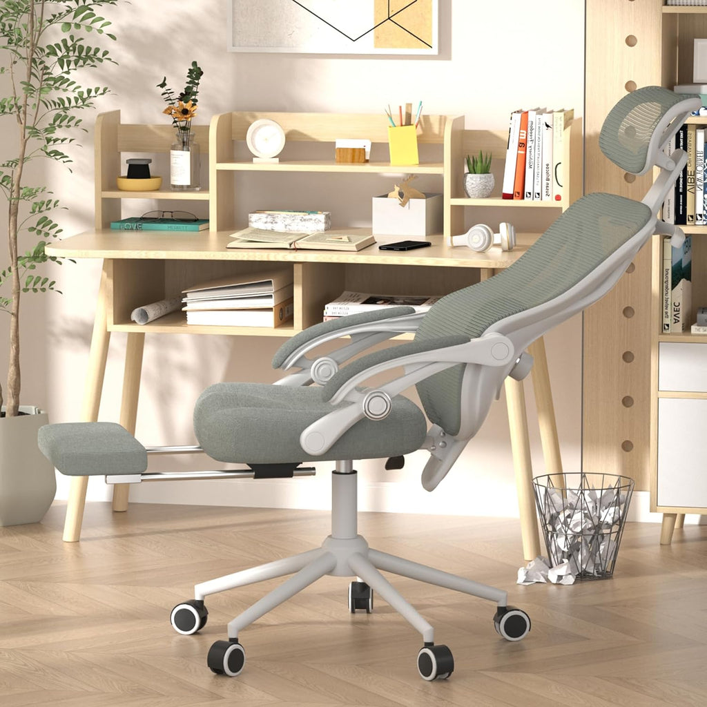 Ergonomic Office Chair - Adjustable Lumbar & Headrest, 90-160° Reclining with Footrest, Breathable Mesh Back - Home Office/Gaming Computer Chair (Black, 300lbs Capacity)