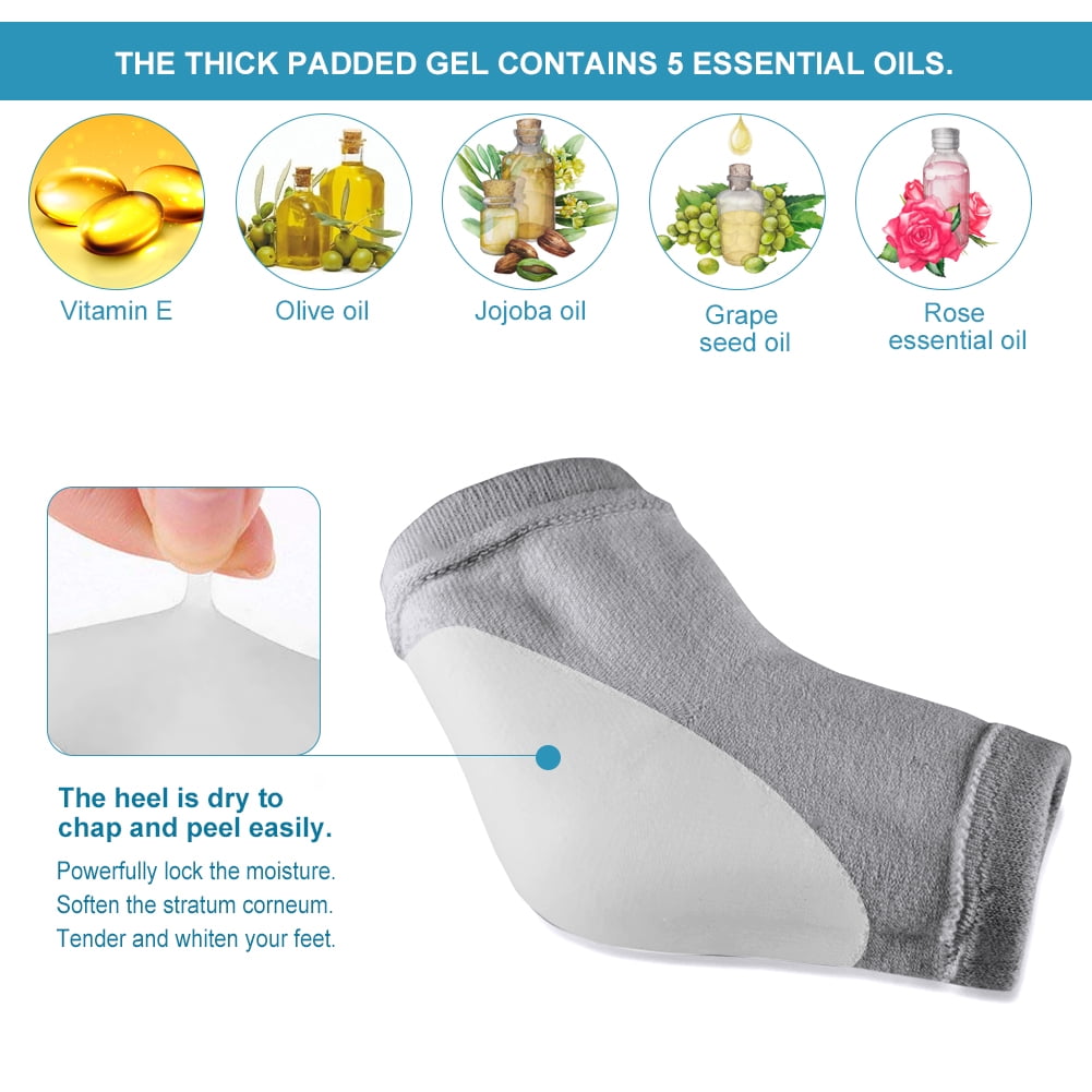 2 Pairs Moisturizing Socks for Men Women Open-toe Socks Breathable Socks Silicone Gel Heel Feet Care Sets for Dry Hard Cracked Skin