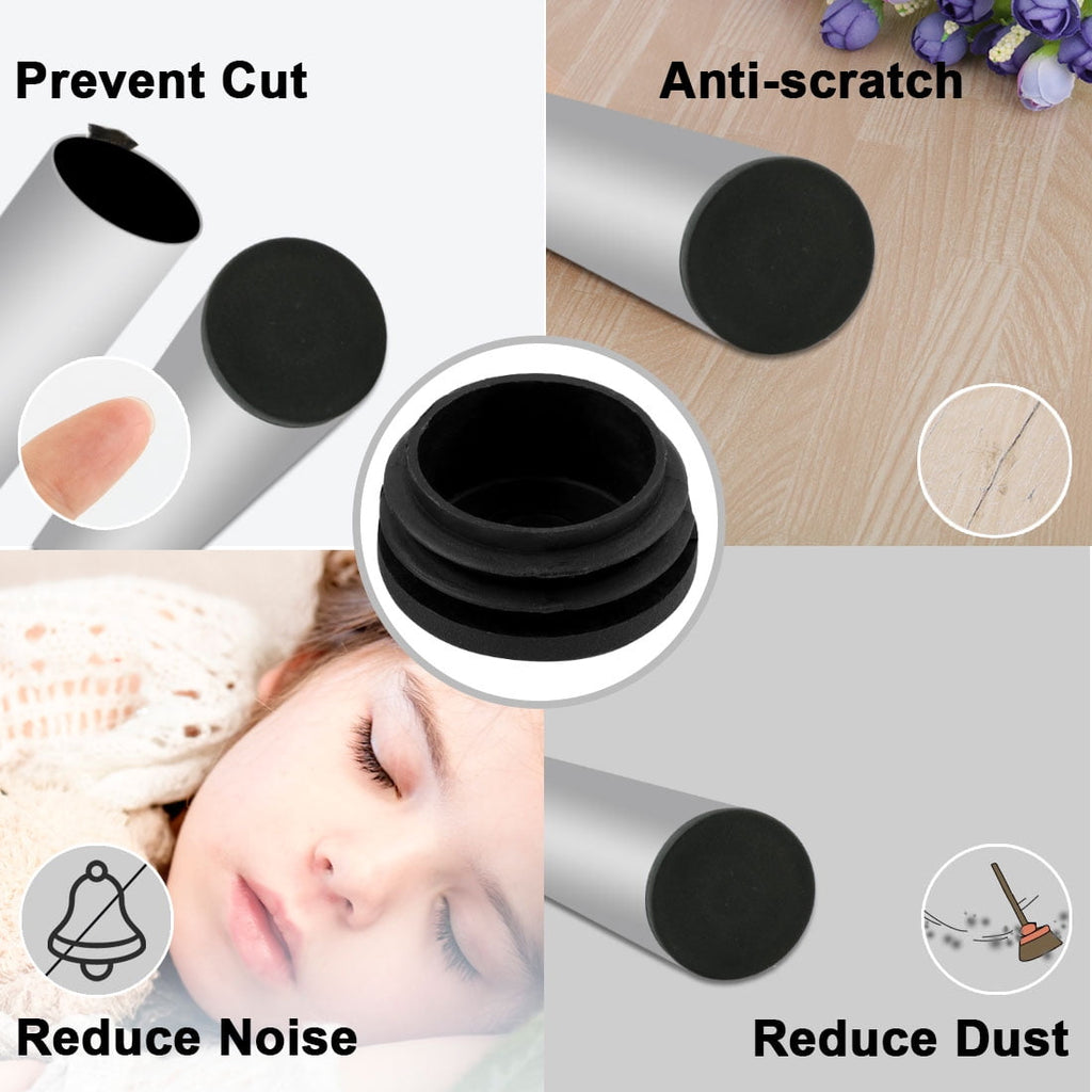 12 Pcs Antislip Plastic Round 22mm Dia Chair Foot Cover Table Furniture Leg Protector Black