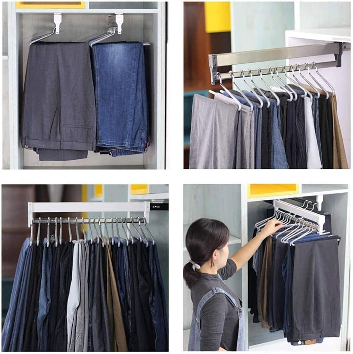 Floor-Standing Solid Wood Rotating Coat Rack，Adjustable Steel Clothes Rail - Extendable 30-80cm Garment Organizer for Closet Storage, Heavy-Duty 25kg Load Capacity, Space-Saving Hanger Rack