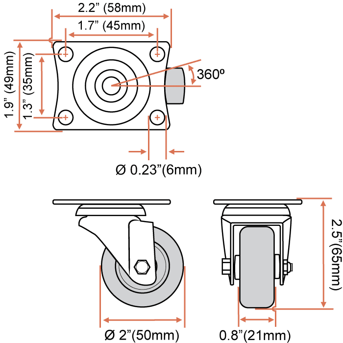 12 Pack 2′ Swivel Caster w/ brake Wheels Hard Rubber Base with Top Plate and Bearing