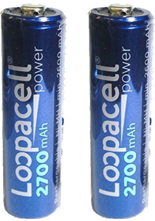 2 Loopacell AA 2700mAh Ni-MH Rechargeable Batteries
