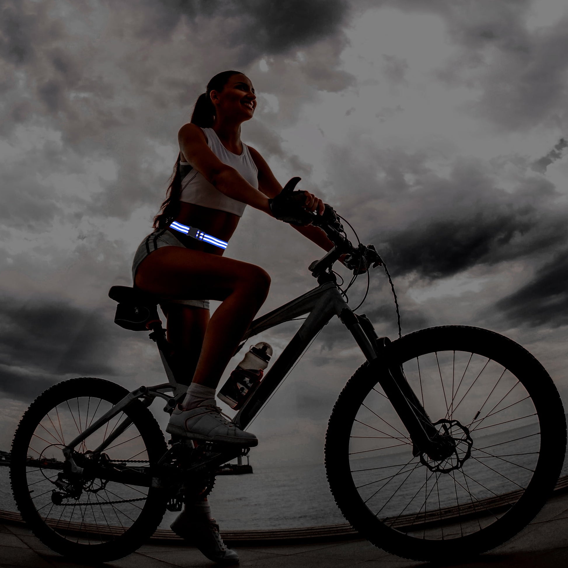 2 Pcs Blue Reflective Belts for Waist Reflective Belts High Visibility Night Safety Cycling Riding Reflector