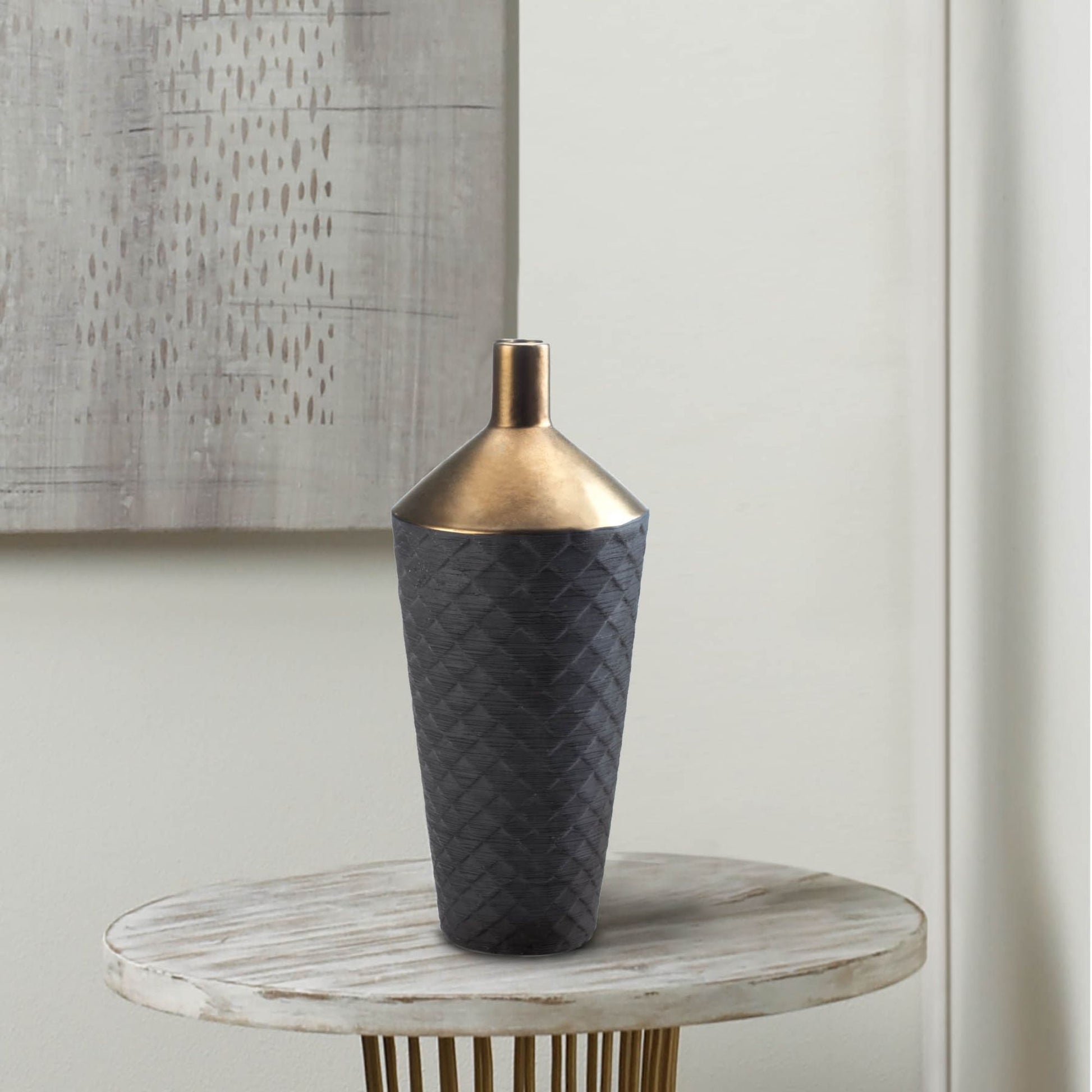 15′ Black and Gold Contemporary Masculine Vase