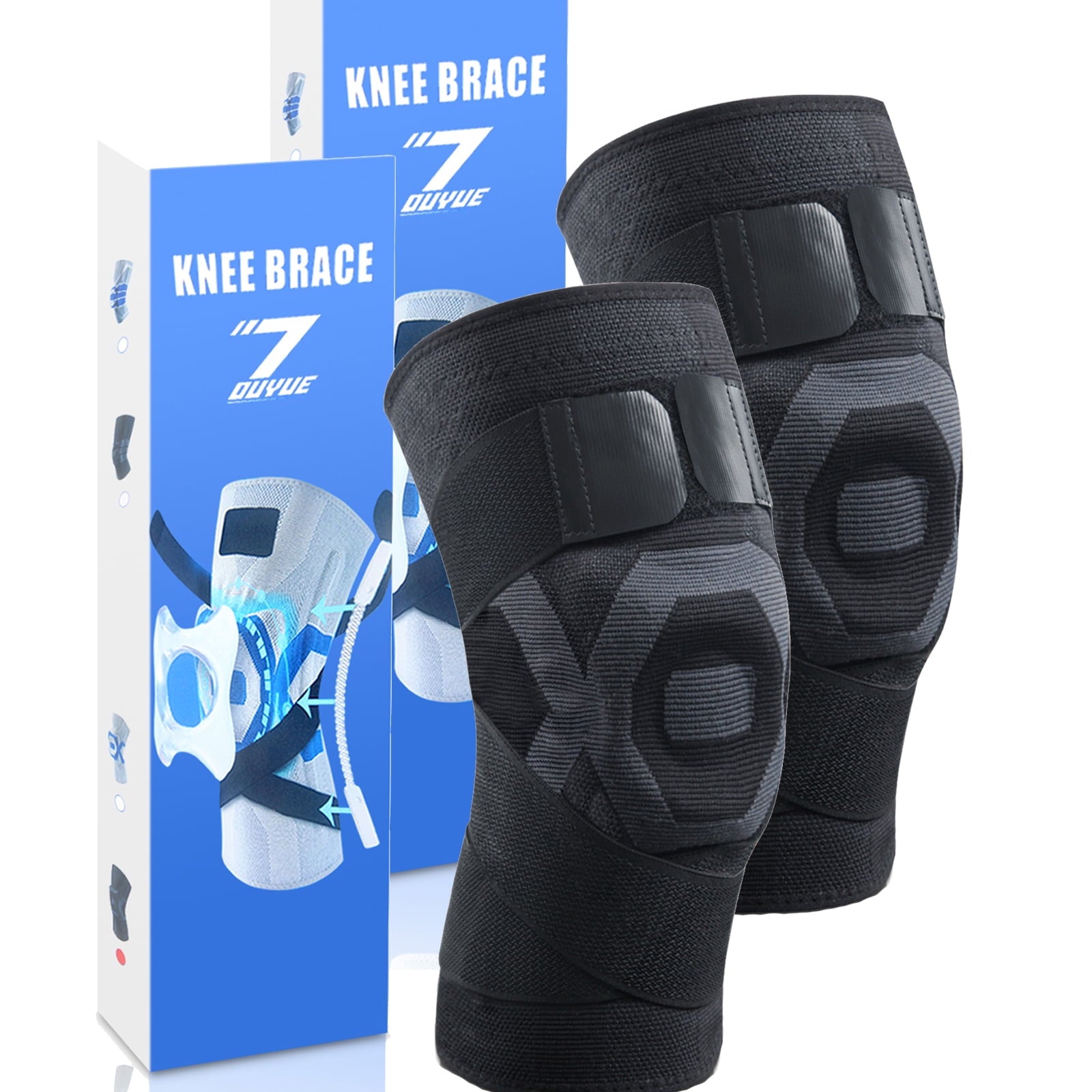 2 Pack Knee Brace | Knee Compression Sleeve for Men & Women | Knee Support for Running | Medical Grade Knee Pads for Meniscus Tear,ACL,Arthritis,Joint Pain Relief.,2*Black