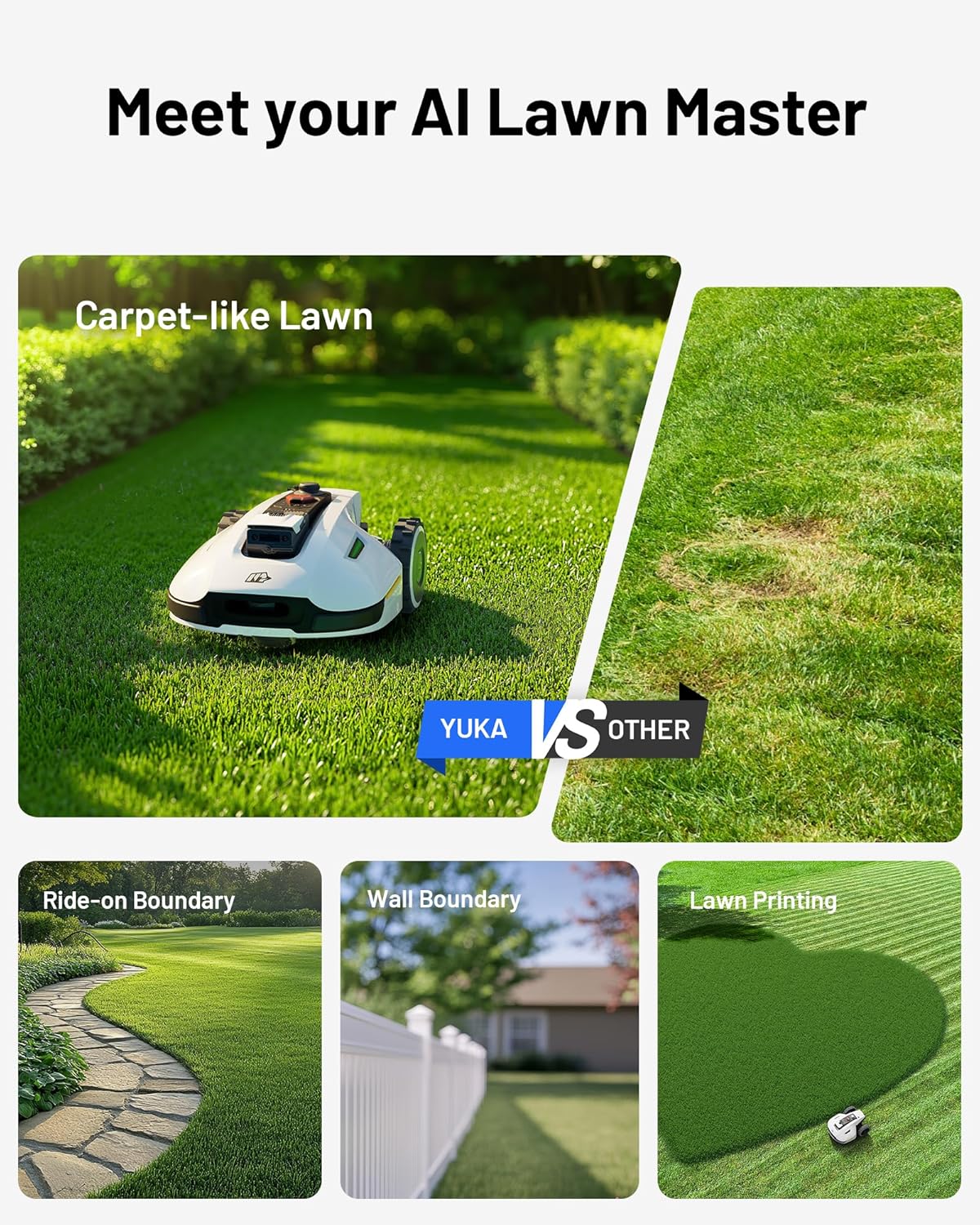 2000 Robot Lawn Mower with 4G, Reception 0.5 Acre,Max. 0.7 Acre, Ultrasense AI Vision & RTK, Auto Mapping & App Control,45% Slope,Wireless Perimeter,Dual Cutting Discs, 20 Mowing Zones