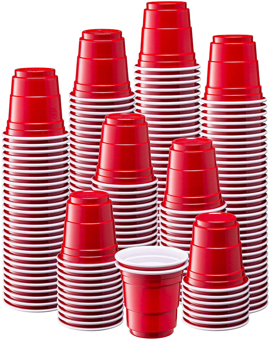 2 Ounce Mini Plastic Shot Glasses – Red (300 Count)
