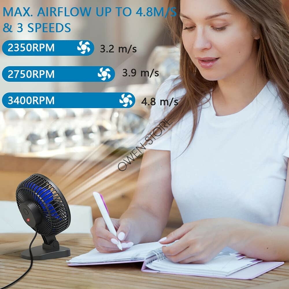 2 Pack 4 inch Mini Desk Fan Strong Airflow 3 Speeds USB Powered Cord Cooling Fan Office