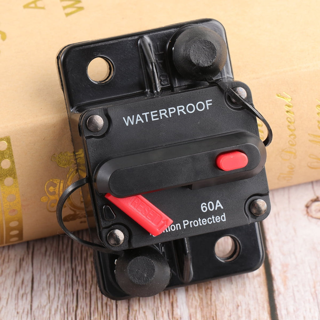 12V~36V Circuit Breaker Fuse Inverter for Auto Truck RV Marine Trailer Manual Restoration Waterproof Power Circuit Breaker (60A)