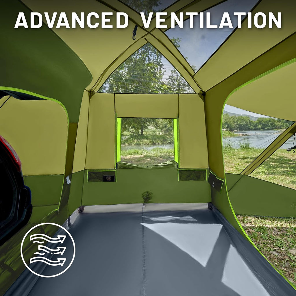 5-9 Person SUV Tent with Screen Porch and Awning for Family Camping, Weather Resistant and Portable Van or Car Tent, Includes Rainfly and Storage Bag, 13' W X 10' L X 7.1' H