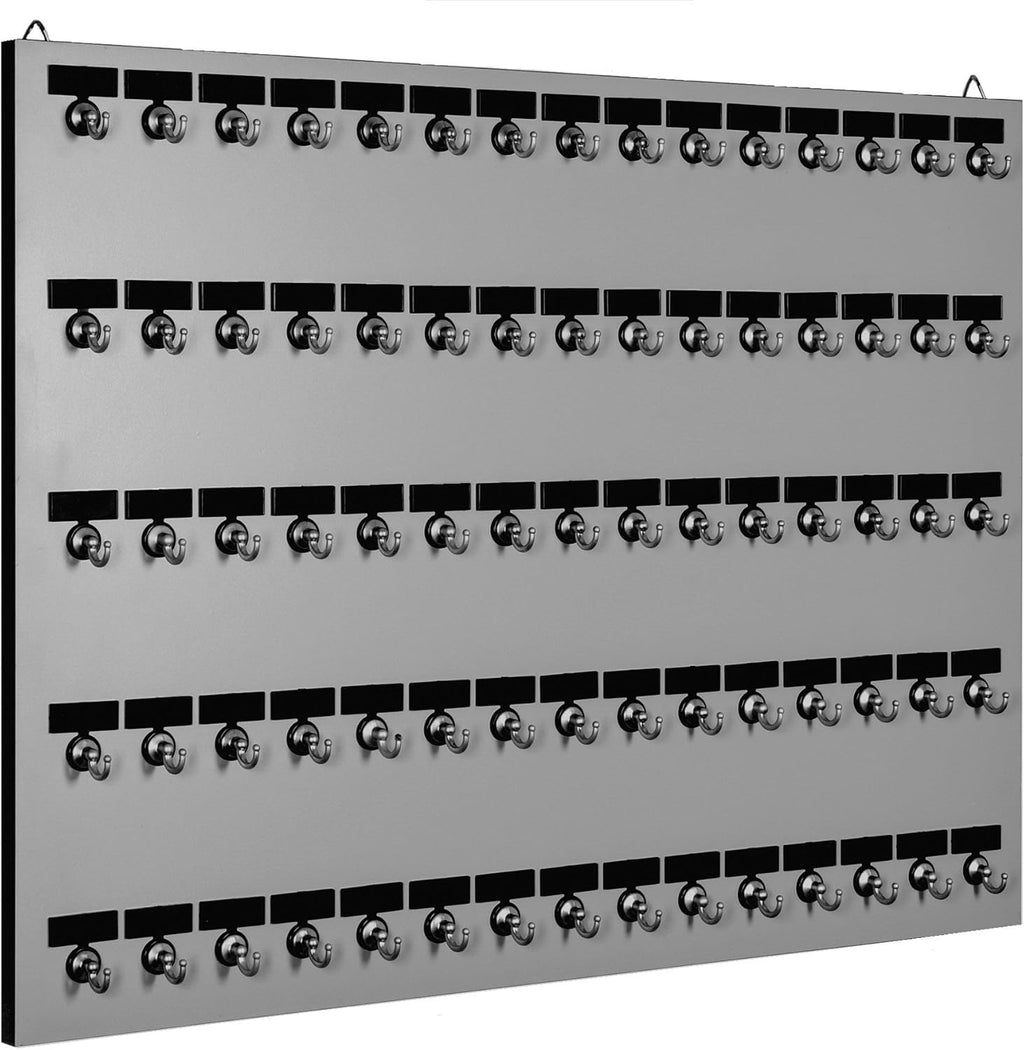 Metal key rack, equipped with 75 metal hooks fixed by bolts