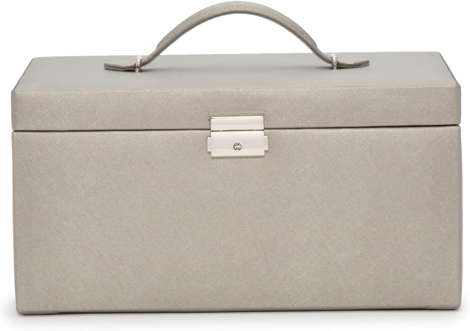 Medium-sized jewelry box, made of tin - 28 compartments, 10 spaces for storing rings, 20 slots for ear piercings + 10 compartments for storing necklaces - Includes a handbag