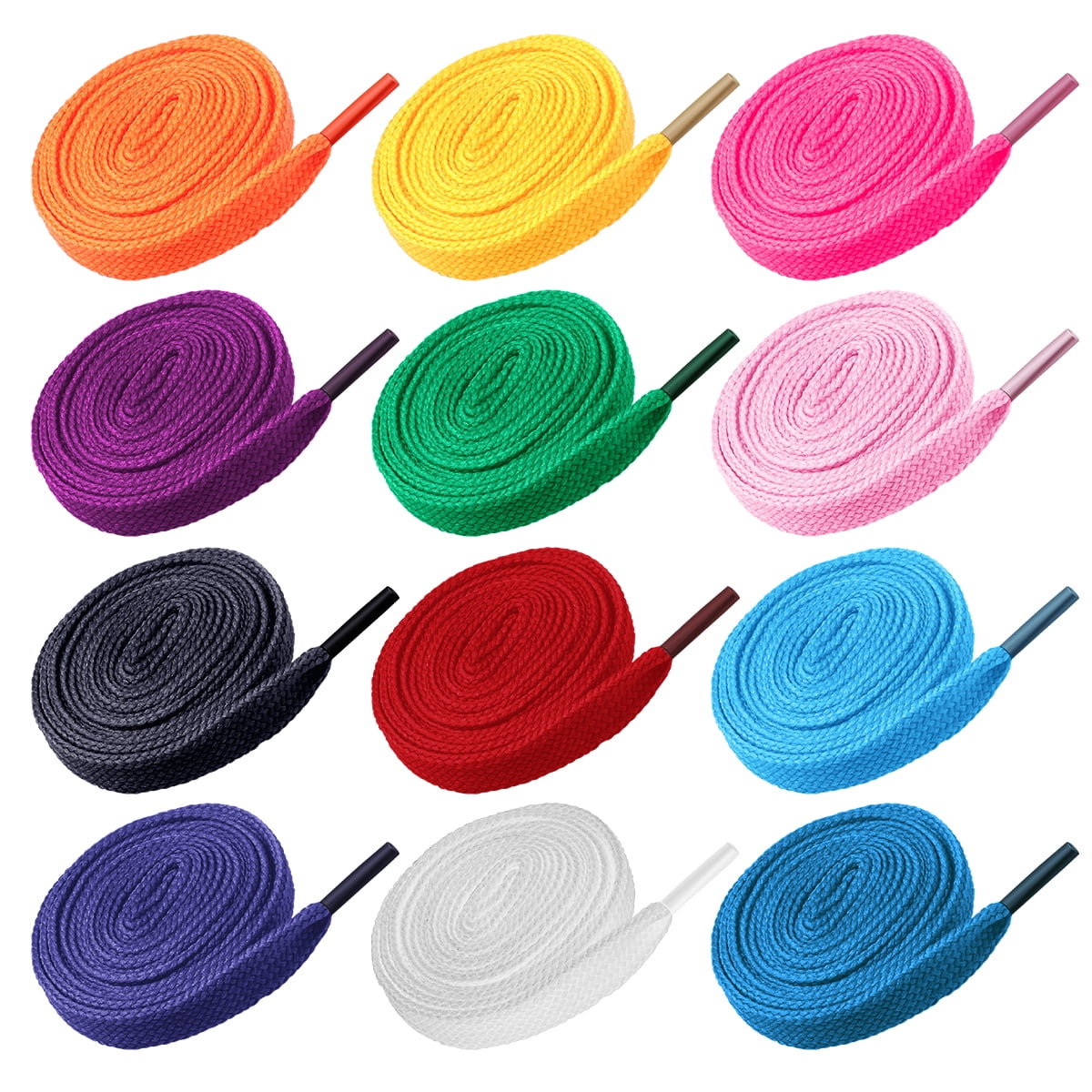 12 Pairs Flat Shoelaces Colored Shoe Laces Shoestrings for Sneakers Skate Shoes Sport Shoes Boots Replacement Shoelaces