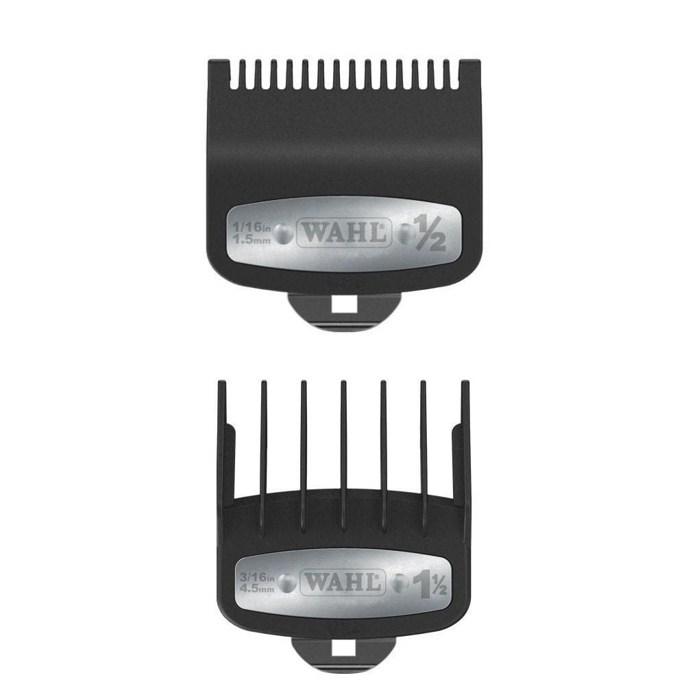 2 PCS Wahl Premium Clipper Cutting Guides Guards Metal Clip Set #1/2 & #1 1/2