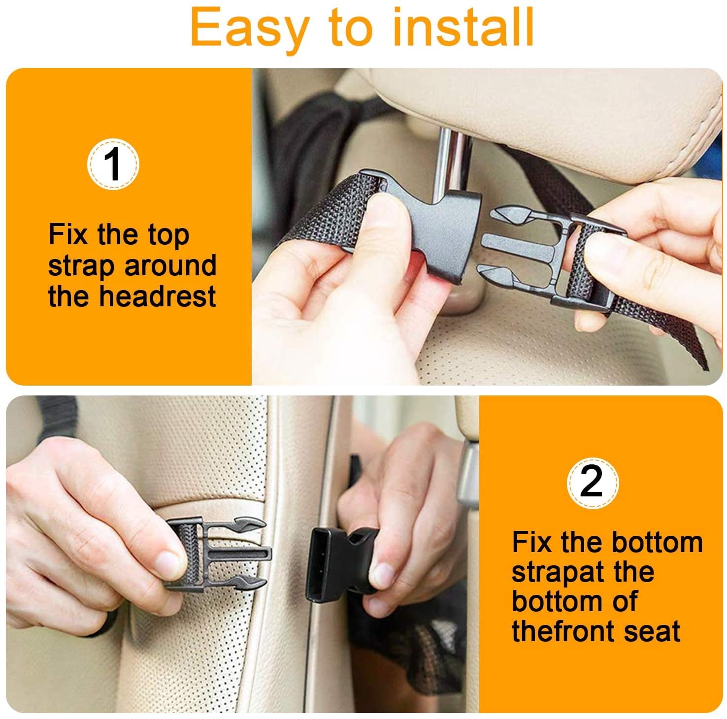 2 Pack Car Back Seat Organizer – Universal Car Seat Back Protectors Kick Mats with 5 Storage Pockets Touchable Tablet Holder for Kids Baby Vehicle Organizer