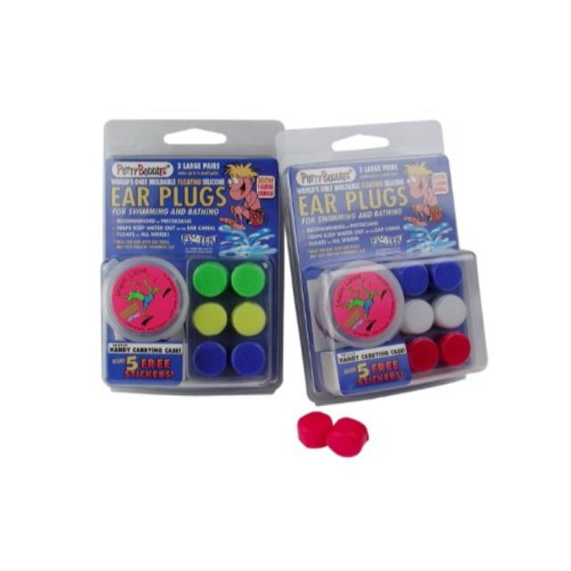 2 pack!!! 6 pair putty buddies waterblock swimming ear plugs – qty.2 3packs included – yellow, green, blue color ear plugs