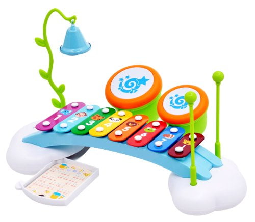 15′ Rainbow Xylophone Piano Bridge For Kids W/ Ringing Bell And Drums