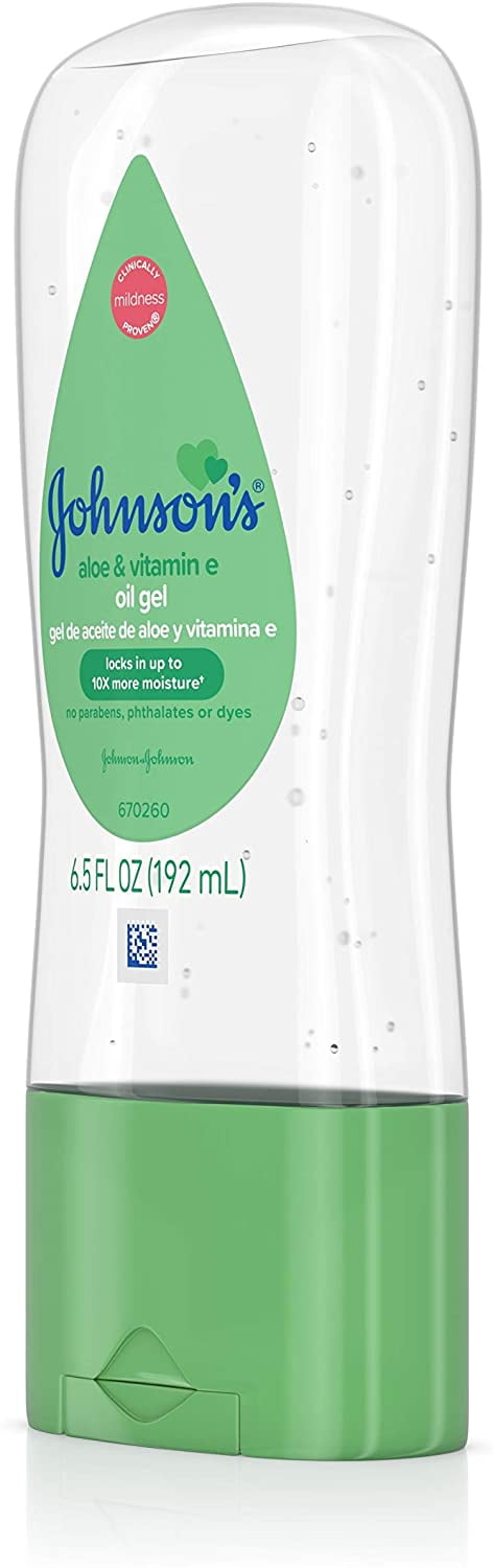 2 Pack Johnsons Baby Oil Gel Aloe & Vitamin-E 6.5 Ounce (192ml)