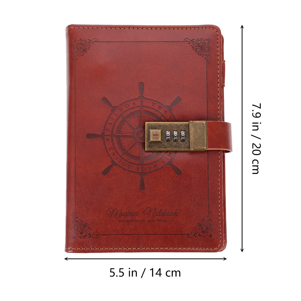 1pc PU Retro Note Pad Notebook PU Password Book Notebook Coded Lock Diary Book