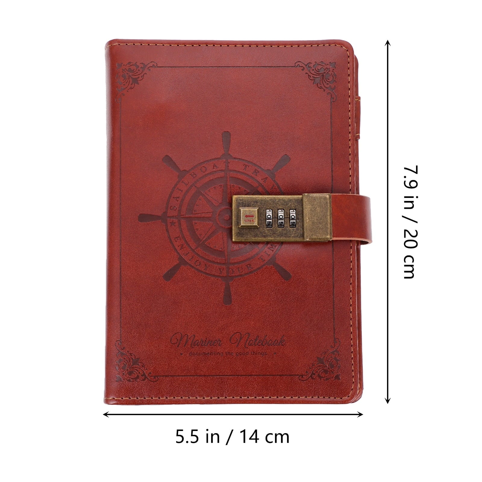 1pc PU Retro Note Pad Notebook PU Password Book Notebook Coded Lock Diary Book