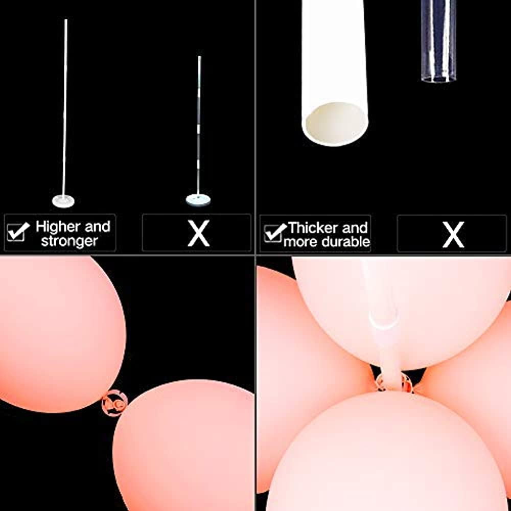2 Sets Thicken Adjustable Balloon Column Stand Kit Base and Pole 5 Feet Balloon Tower Decorations for Baby Shower Graduation Birthday Wedding Party