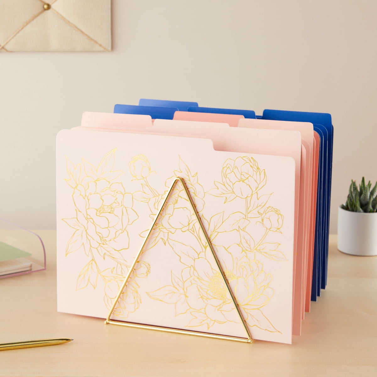 12 Pack Decorative File Folders, Assorted Gold Foil Floral Design 1/3 Cut Letter Size for Office Supplies, 11.5 x 9.5 in