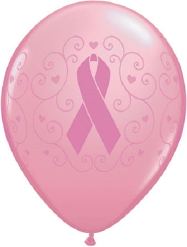 12 Breast Cancer Awareness Pink RIbbon Print 11′ Latex Balloons BCA  Qualatex
