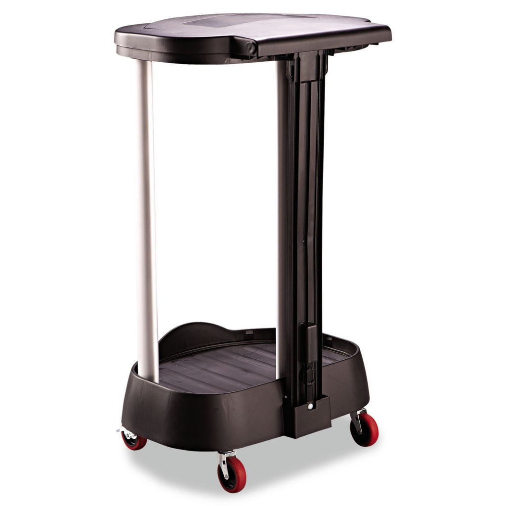 Administrative series floor-standing clothing storage basket / laundry basket, with front locking casters, capacity 30 gallons, black, without handle cover, suitable for hospitals / medical laboratories / commercial premises