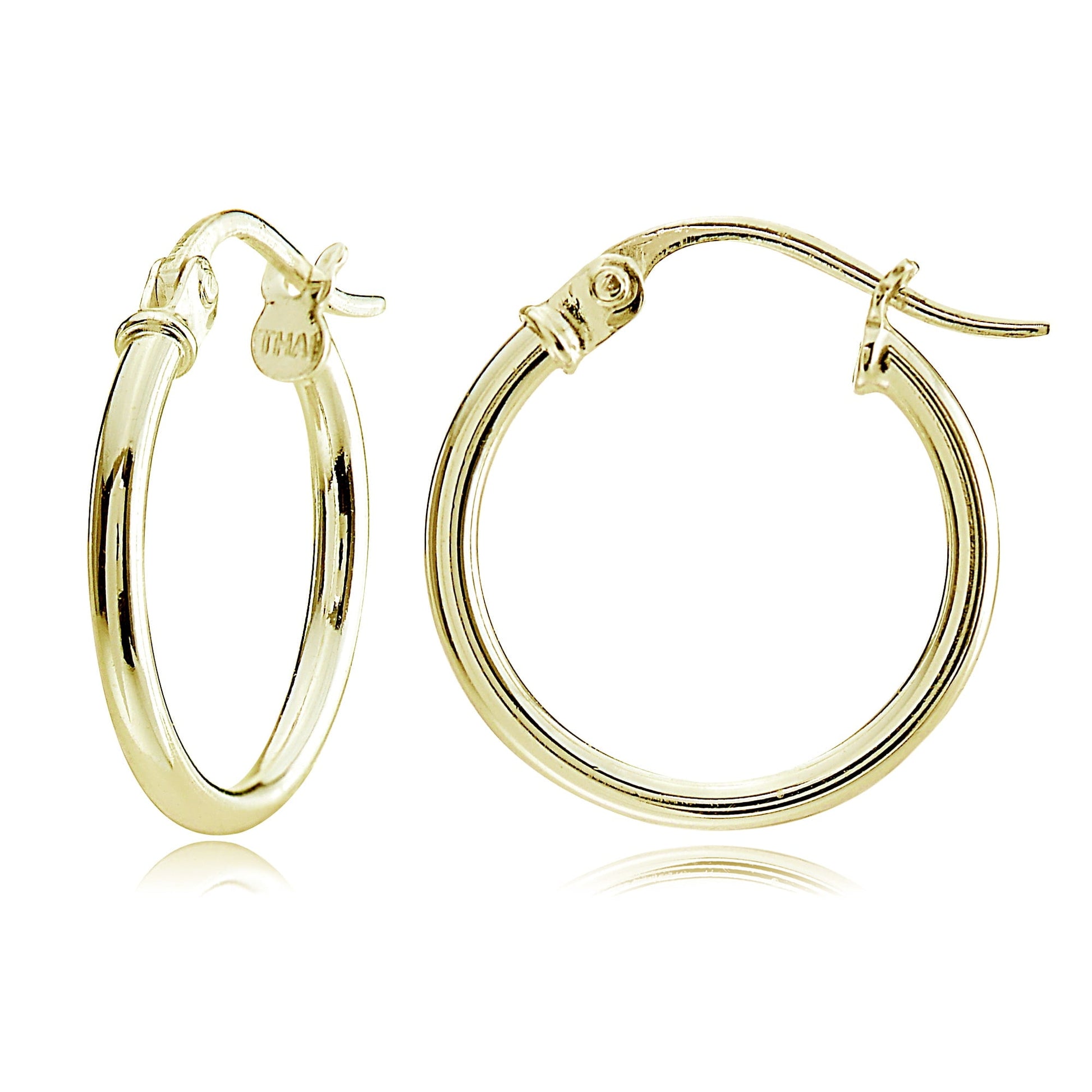 14kt Gold over Sterling Silver 15mm Tricolor Polished Hoop Earring Set