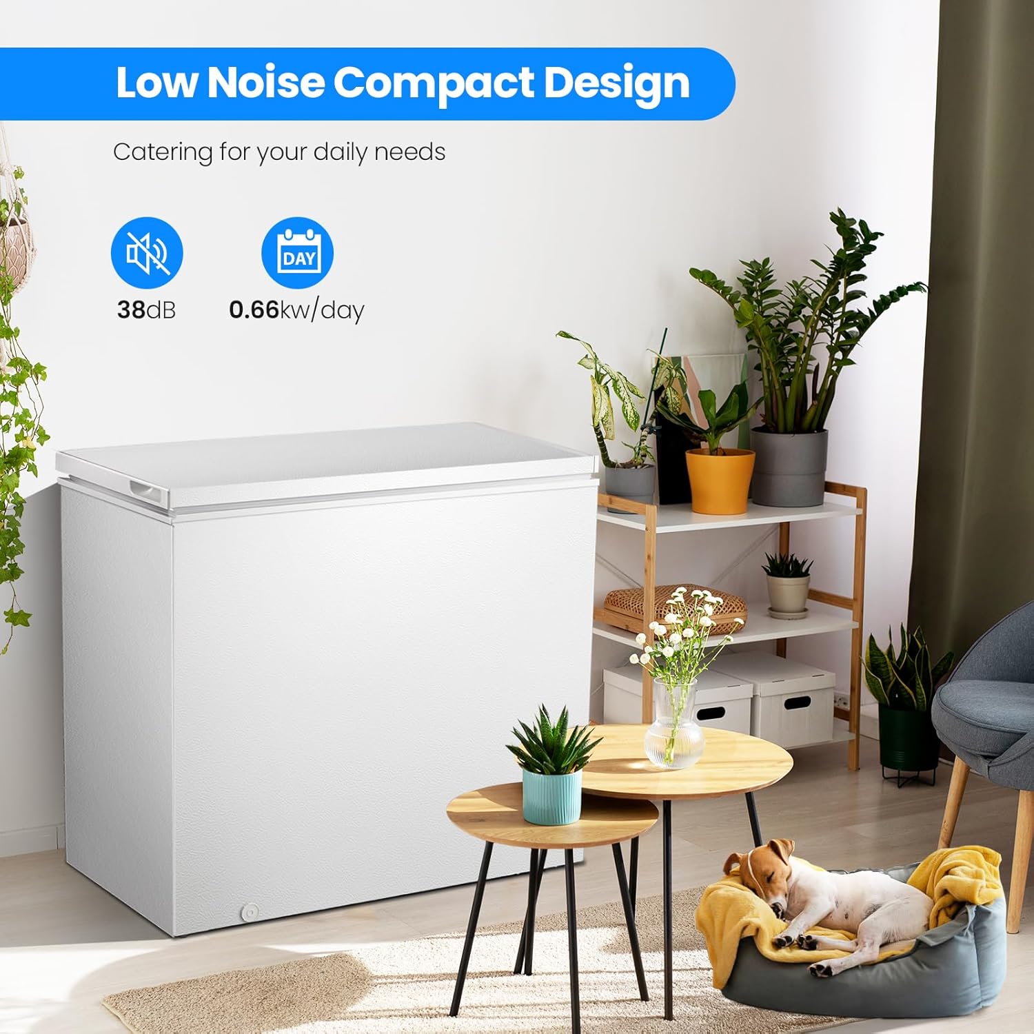 3.5 Cubic Feet Chest Freezer with 2 Removable Baskets Free Standing Top Open Door Compact Freezer with Adjustable Temperature for Home/Kitchen/Office/Bar (3.5 Cubic Feet, White)