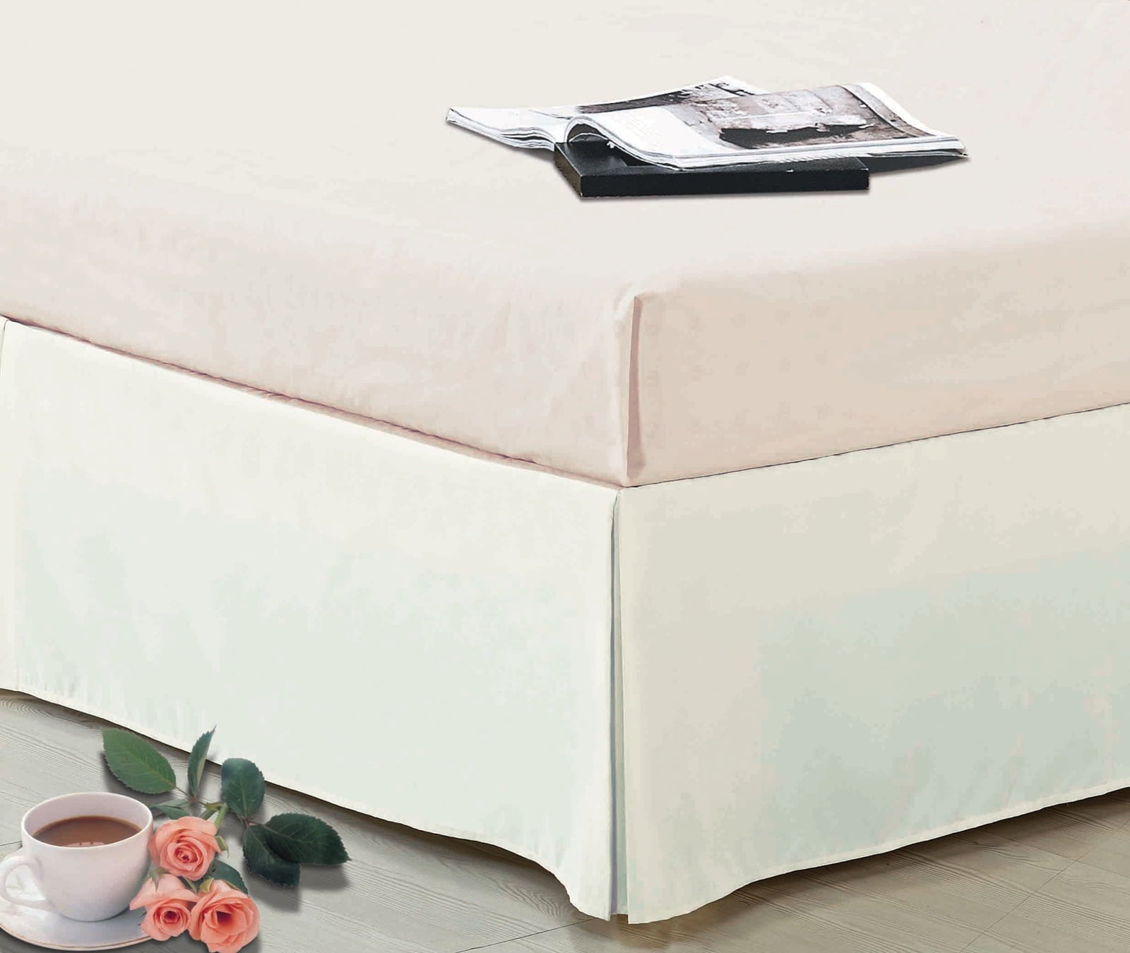 14′ Drop Pleated Dust Ruffle Bed Skirt Box Spring Cover Machine Wash Ivory Twin