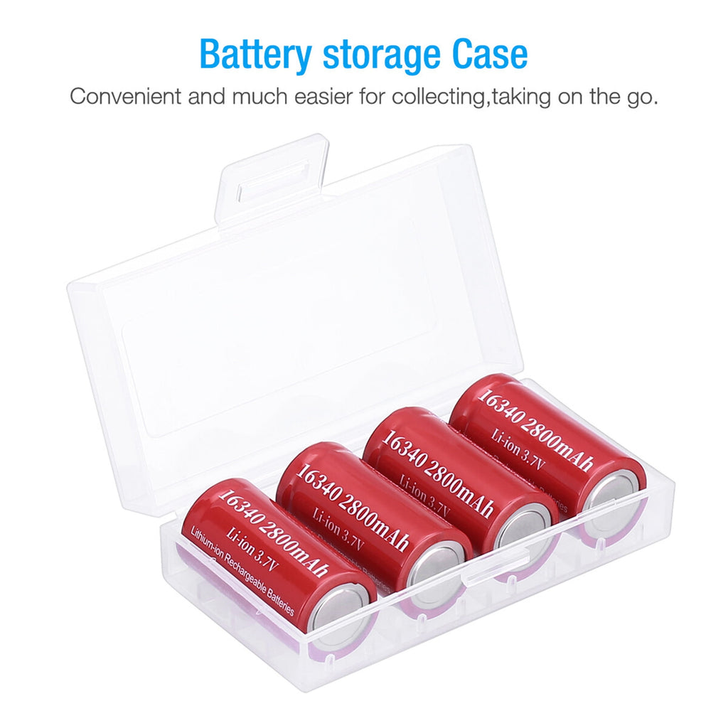 16-Pack 3.7V 2800mAh CR123A 16340 Li-Ion Rechargeable Batteries for Flashlight Camera