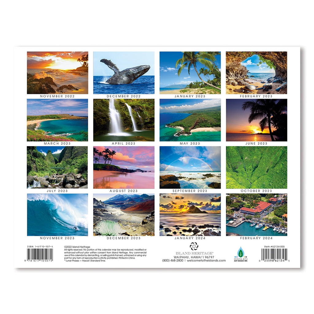 16 Month Trade 2023 Calendar November 2022 – February 2024 Hawaii Maui Isle