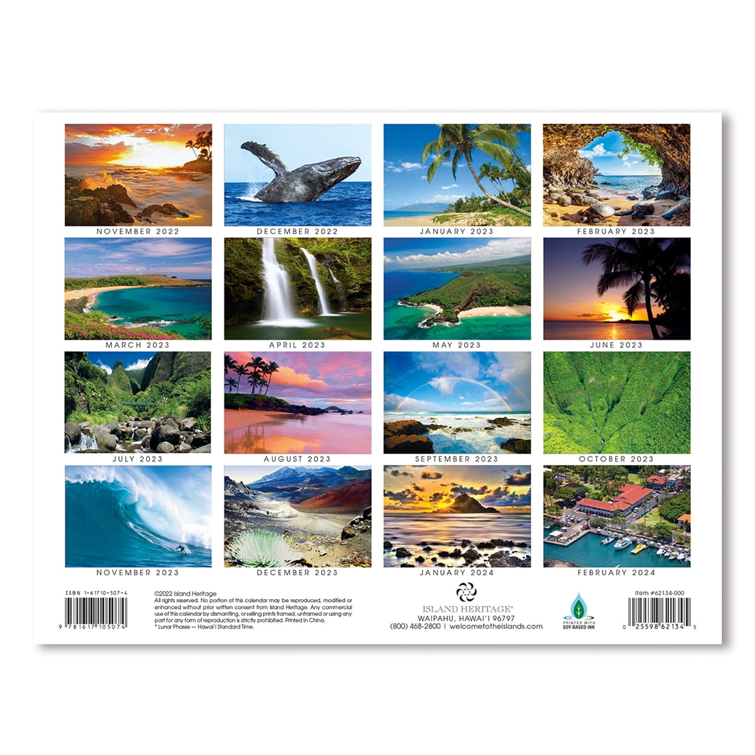 16 Month Trade 2023 Calendar November 2022 – February 2024 Hawaii Maui Isle