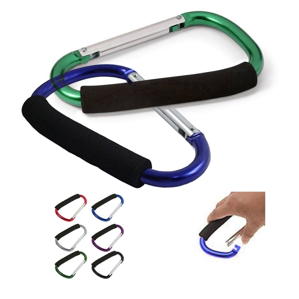 2 Jumbo Aluminum Carabiner Large D Ring Snap Hook Key Chain Cushion Grip 6 1/2′