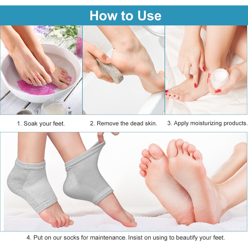 2 Pairs Moisturizing Socks for Men Women Open-toe Socks Breathable Socks Silicone Gel Heel Feet Care Sets for Dry Hard Cracked Skin