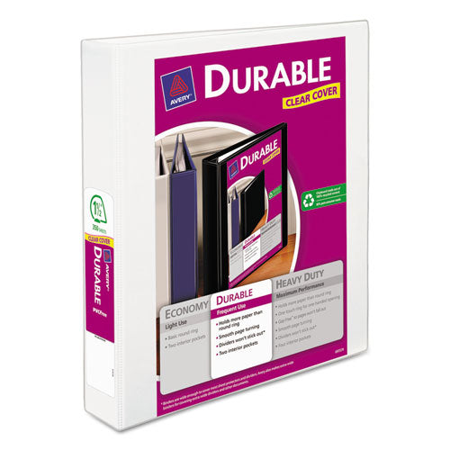 1PACK Avery Durable Vinyl Ring View Binder, 11 x 8-1/2, 1-1/2′ Capacity, White