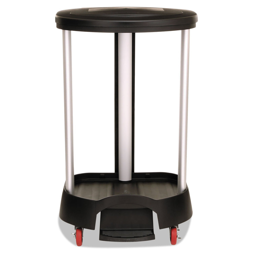 Administrative series floor-standing clothing storage basket / laundry basket, with front locking casters, capacity 30 gallons, black, without handle cover, suitable for hospitals / medical laboratories / commercial premises