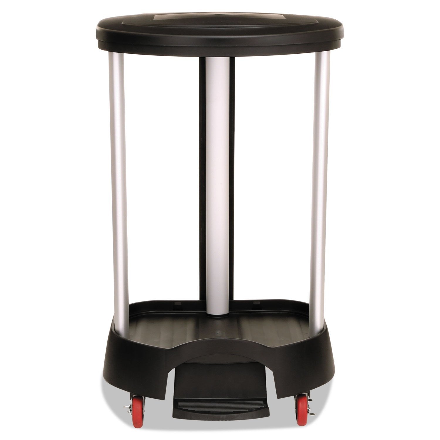 Administrative series floor-standing clothing storage basket / laundry basket, with front locking casters, capacity 30 gallons, black, without handle cover, suitable for hospitals / medical laboratories / commercial premises