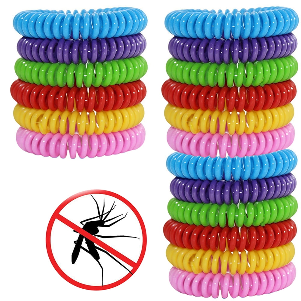 18 Pack Natural Mosquito Insect Repellent Bracelets Outdoor Indoor Bug Pest Control Wristbands for Babies Toddler Kids (Yellow Blue Pink Red Green Purple)