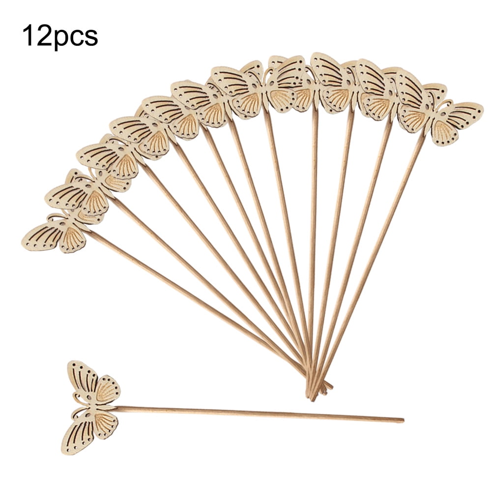 12pcs Home Wooden No Fire Reed Diffuser Sticks Bedroom Butterfly Replacement Aromatherapy Supplies Handmade Fragrance