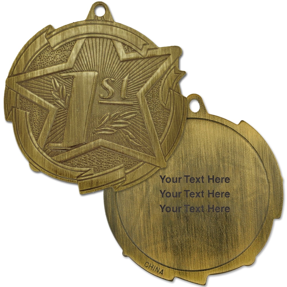 1st Place Gold Award Sports School Medal Personalized Engravable Custom